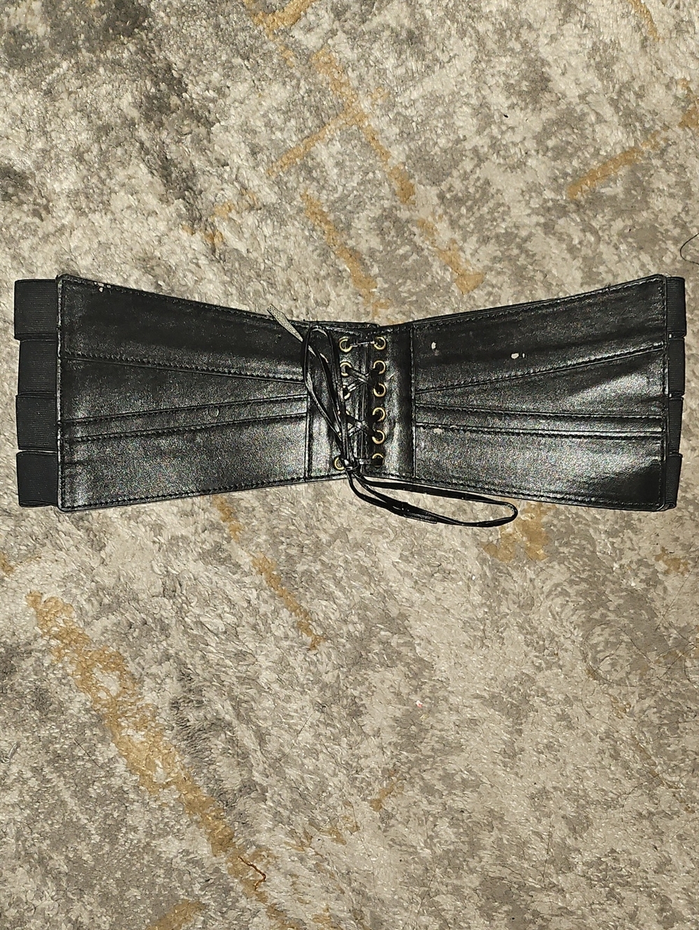 Frederick's Of Hollywood Vintage Black Lace-Up Faux Leather Waist Belt